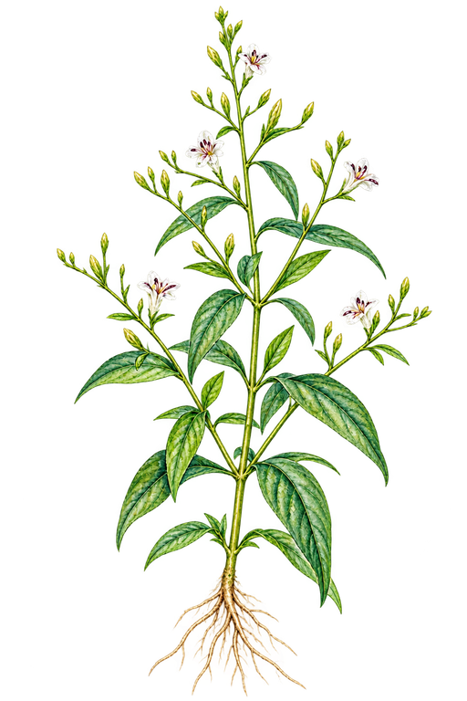 Watercolor illustration of Andrographis paniculata