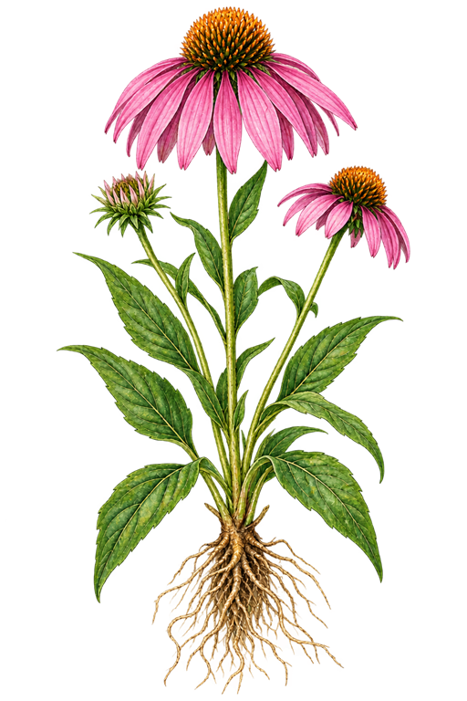 Botanical illustration of Echinacea purpurea