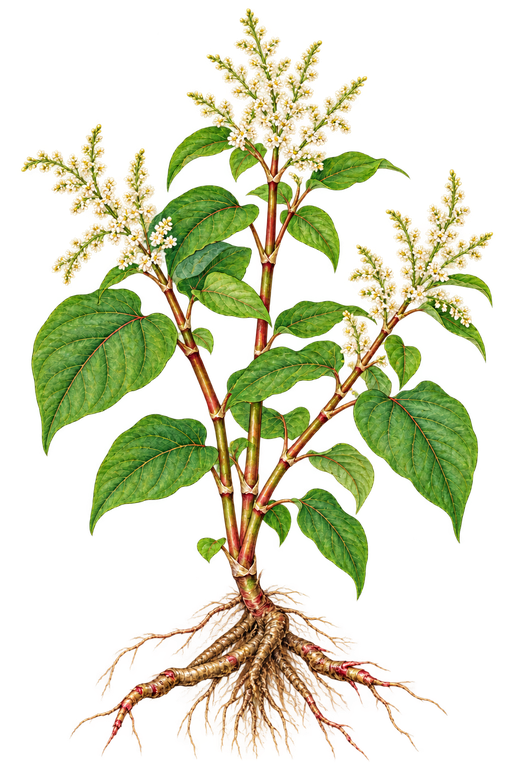 Watercolor illustration of Polygonum cuspidatum